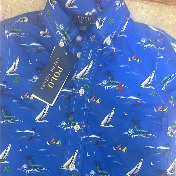 Polo by Ralph Lauren Blue Sailboat Print Kids Shirt - Picture 3 of 3
